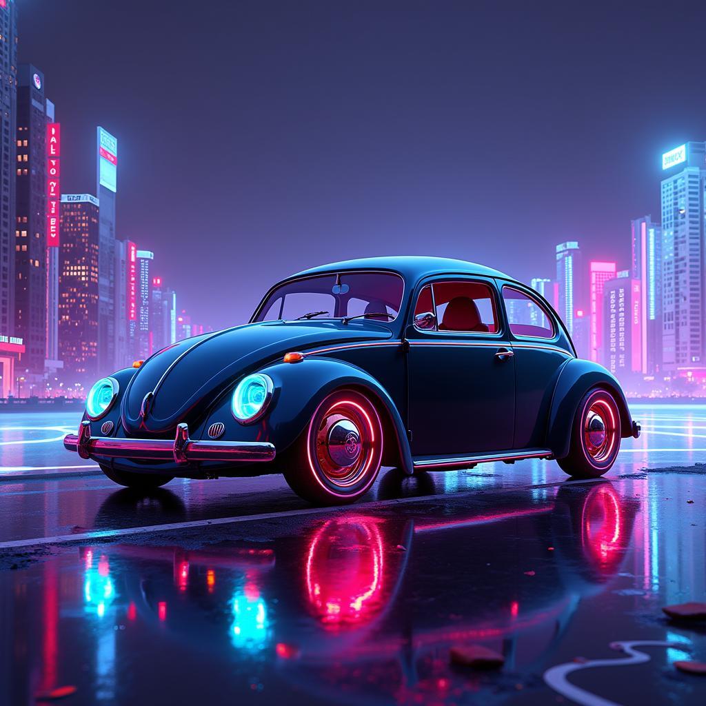 VW Beetle Digital Art Futuristic Design