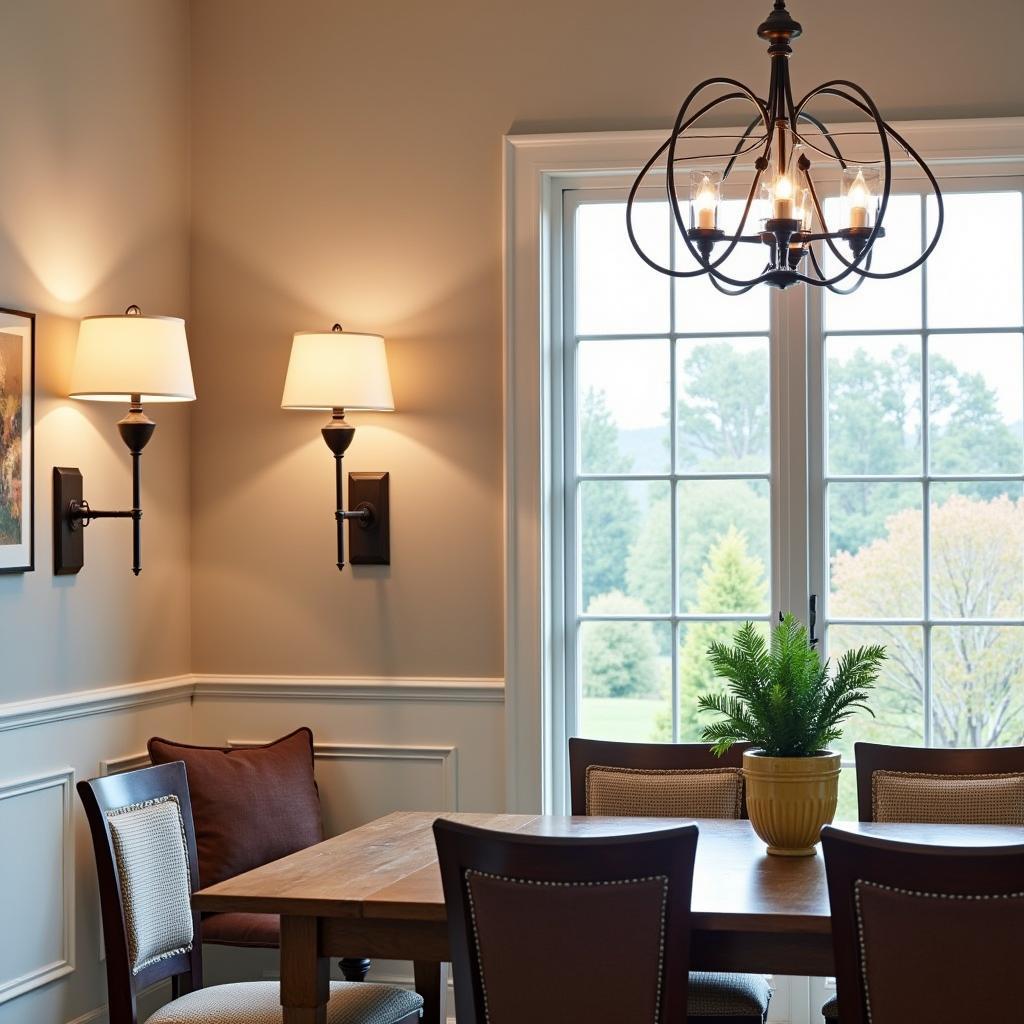 Wall Art Lamps in a Dining Room Setting