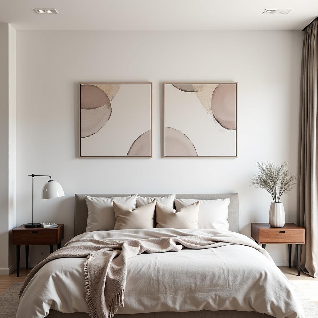 Wall Art Set of 2 in a Modern Bedroom