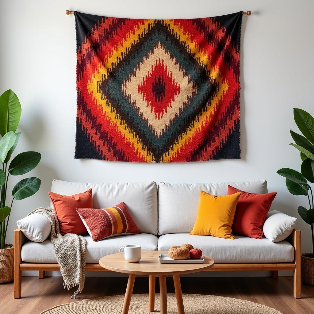 Wall Rug Art in a Living Room Setting