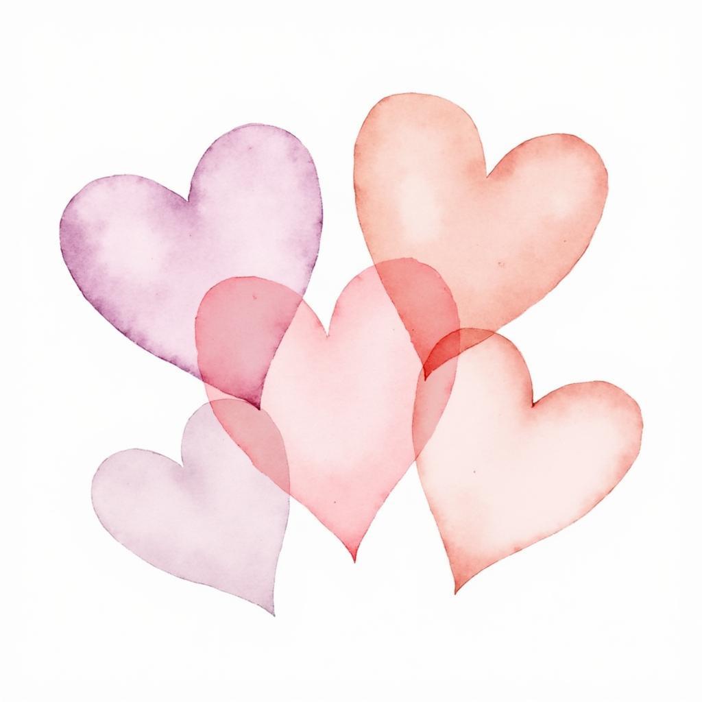 Watercolor Hearts Art Romantic Palette