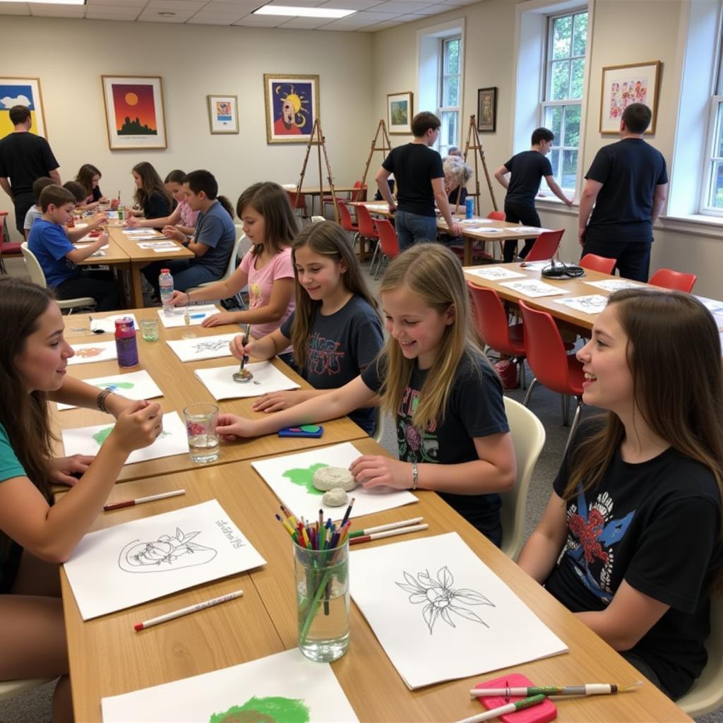 Students creating art at Wayne Art Center Summer Camp