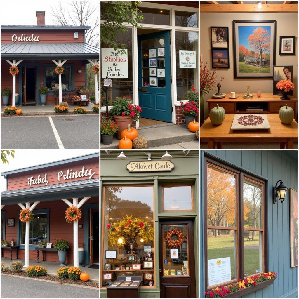 Art studios and galleries in Weaverville during the autumn season.