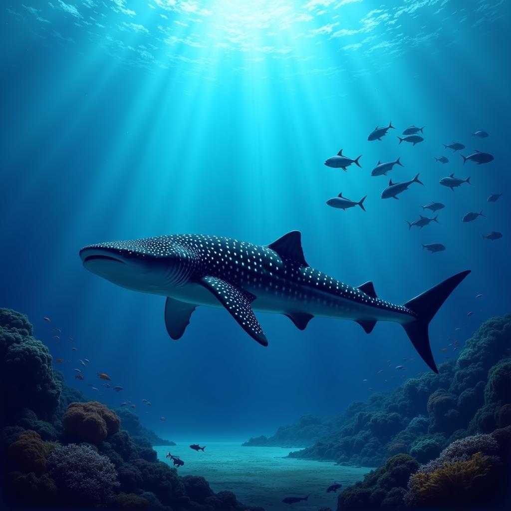 Realistic Whale Shark Art in Ocean Scene