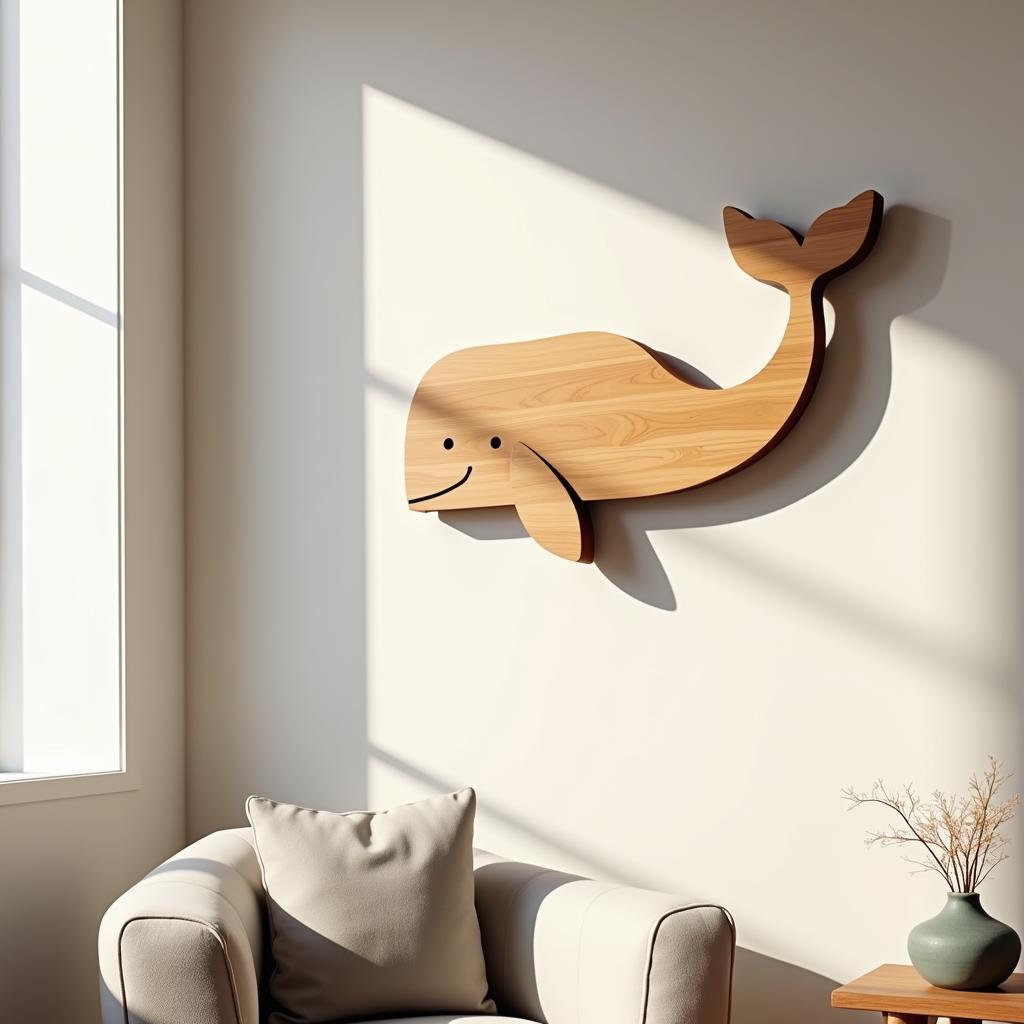 Minimalist Whale Wooden Wall Art Design