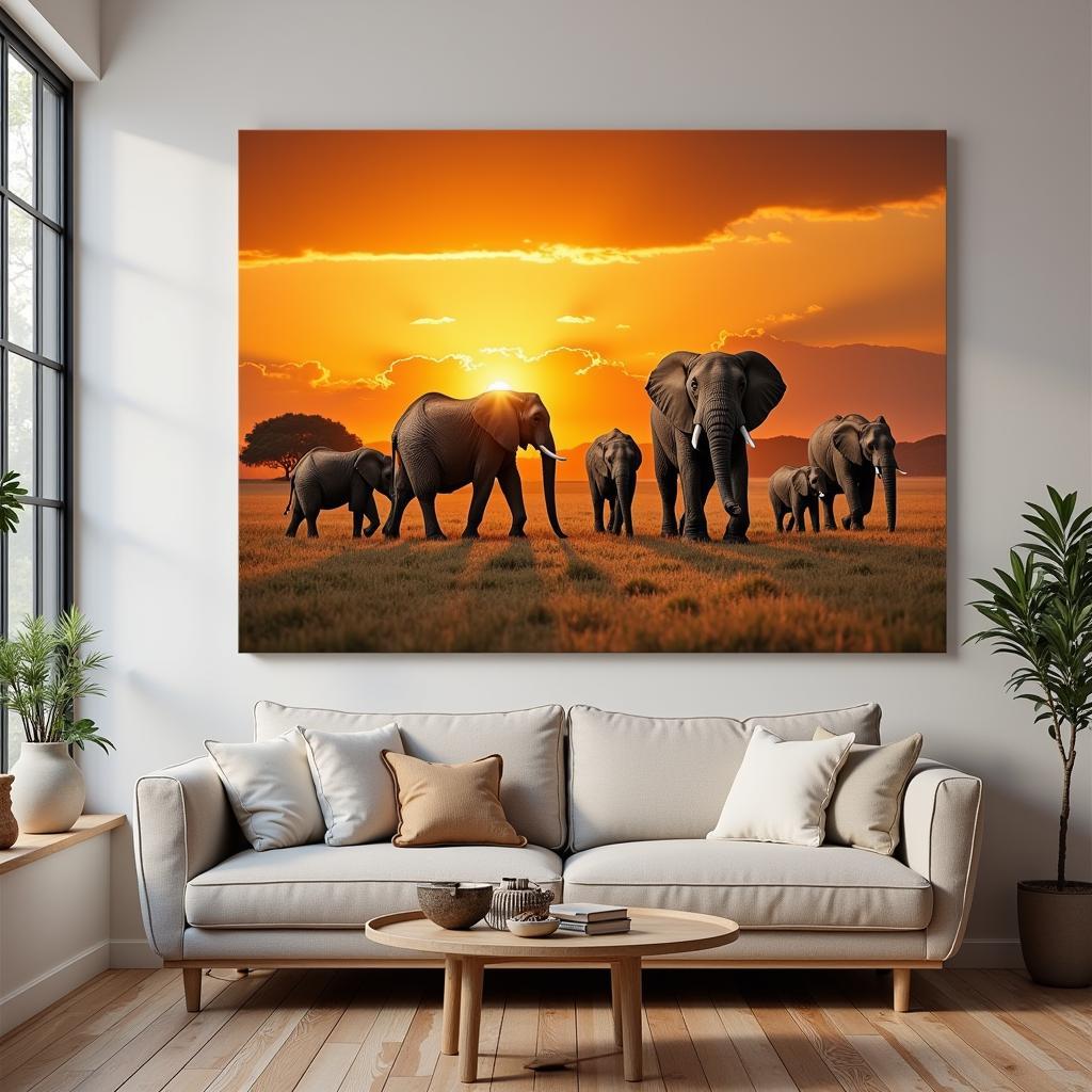 Elephant Family Wildlife Canvas Print