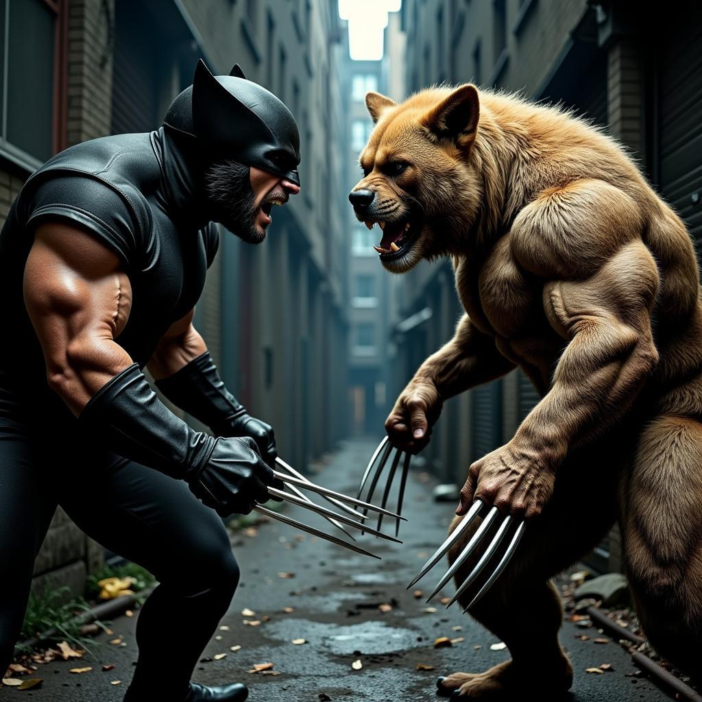 Wolverine and Sabertooth locked in a tense standoff