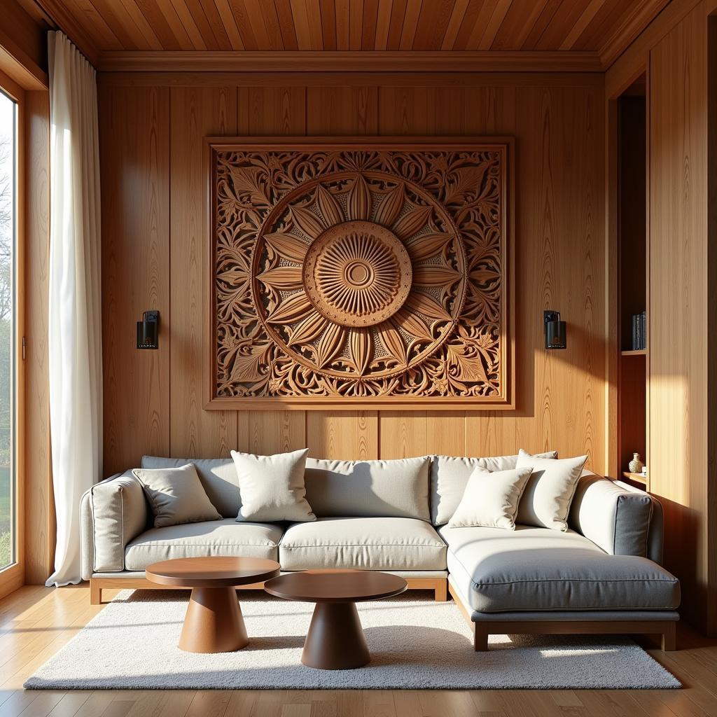 Wood Art Wall Decor in a Living Room Setting