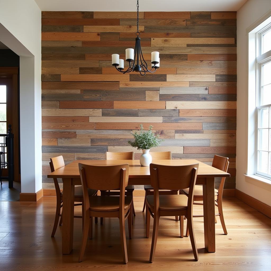 Wood Wall Art Accent Wall in a Dining Room