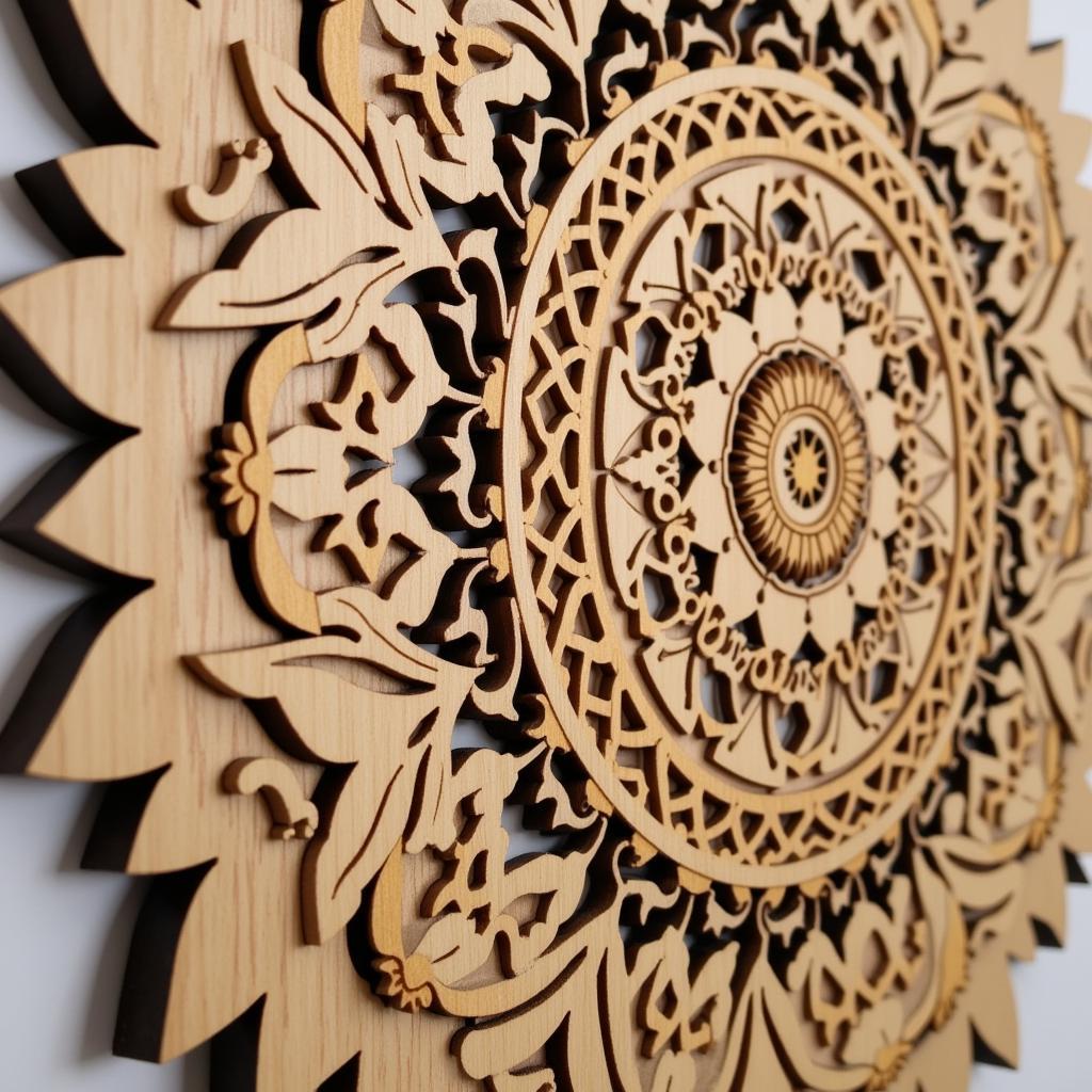 Intricate Wooden Mandala Wall Art Design