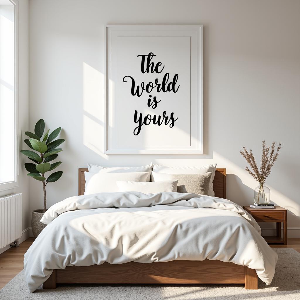 The World Is Yours Typography in a Minimalist Bedroom