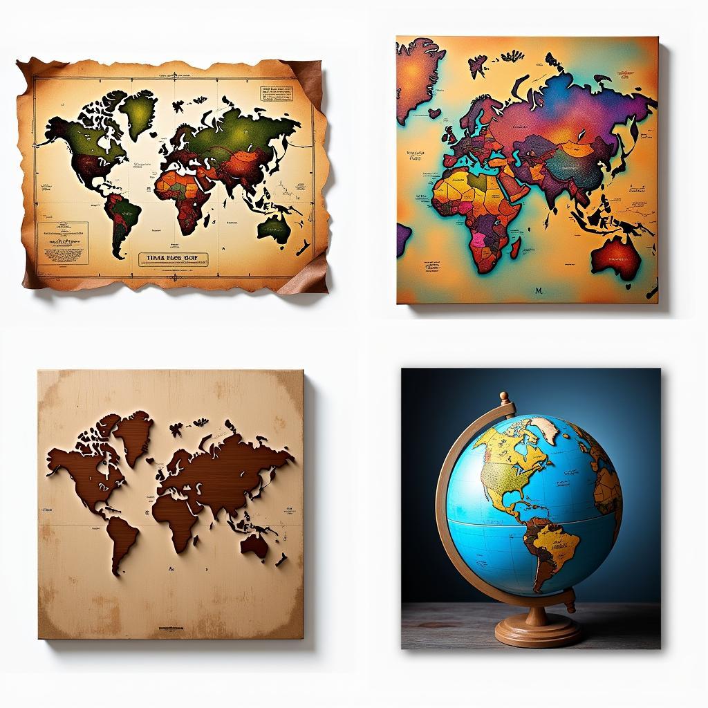 Different Styles of World Map Art