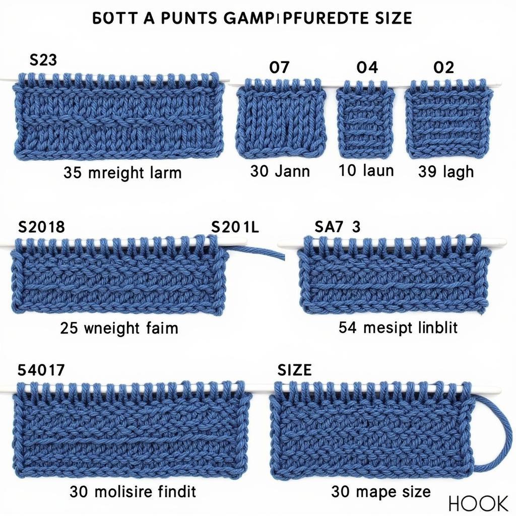 Comparison of swatches made with Yarn Art Jeans weight using different hook and needle sizes