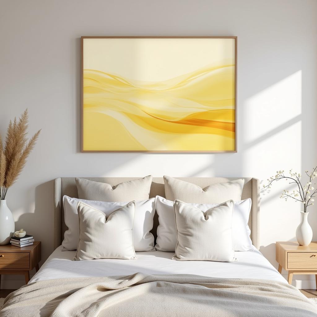 Yellow Abstract Art in a Bedroom