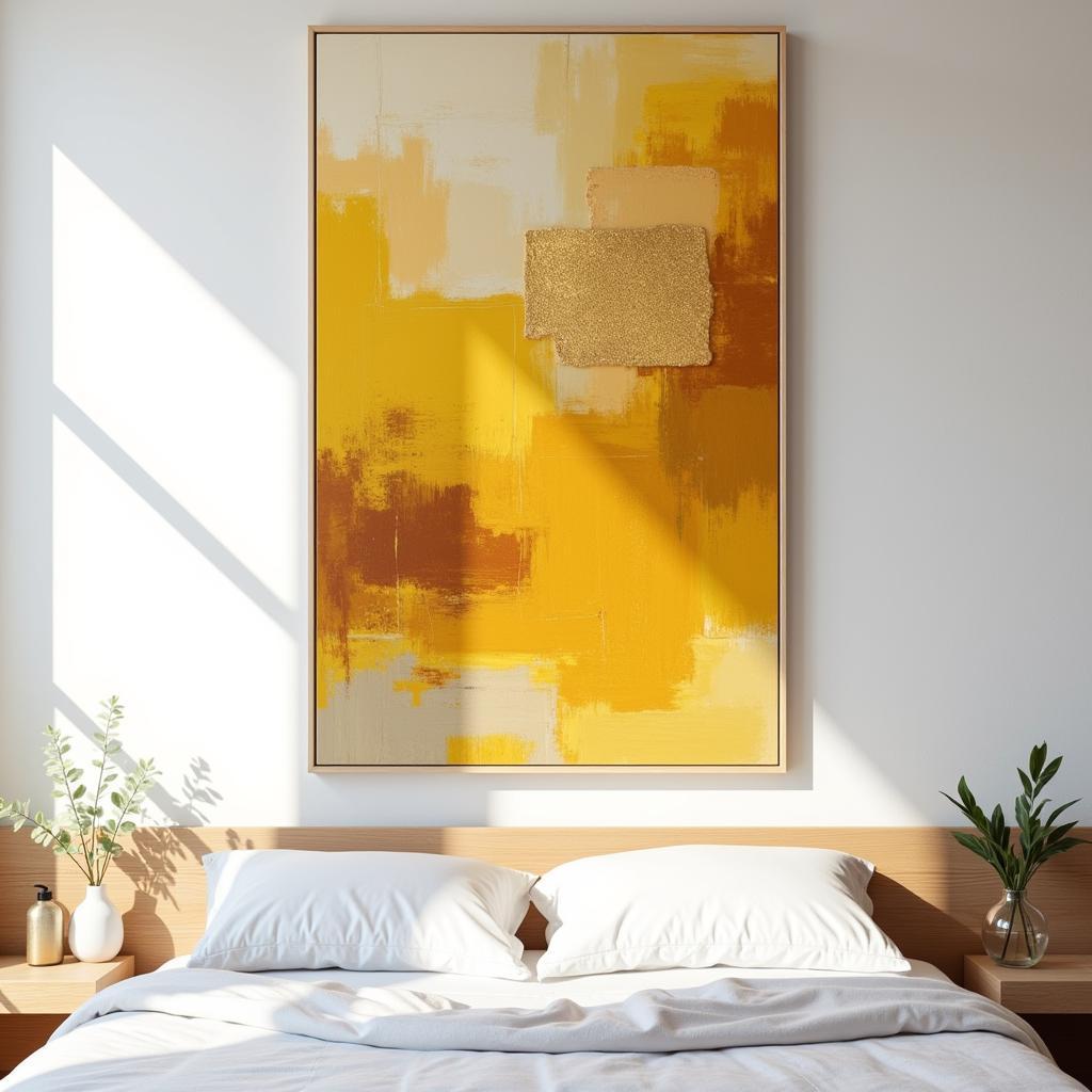 Yellow Abstract Bedroom Wall Art