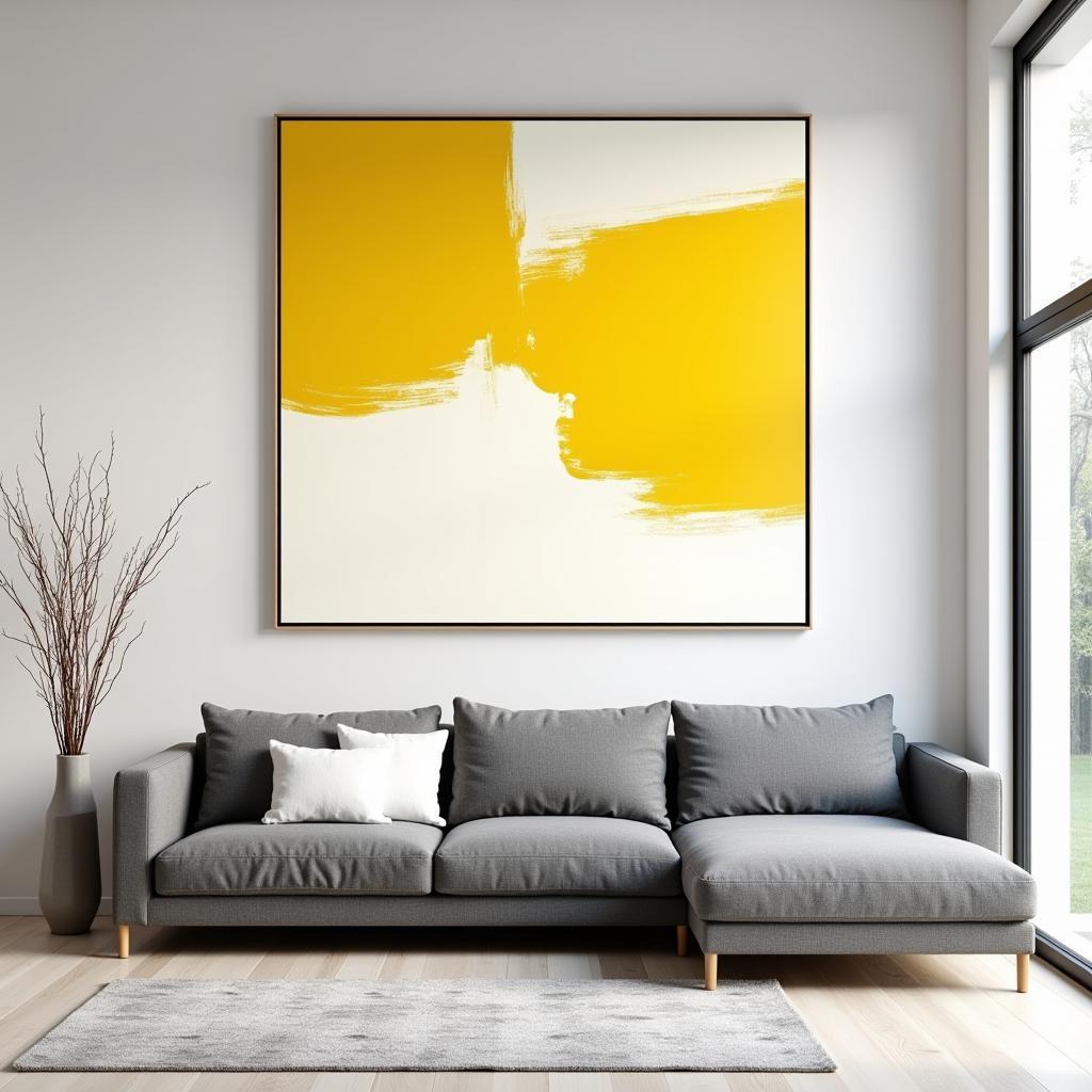 Abstract Yellow Wall Art for Living Room