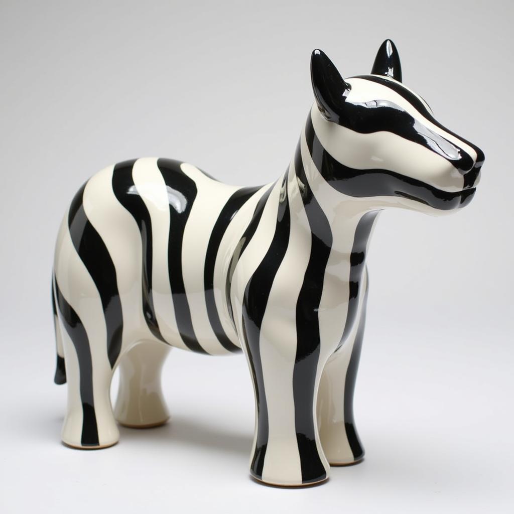 Modern Zebra Print Ceramic Sculpture