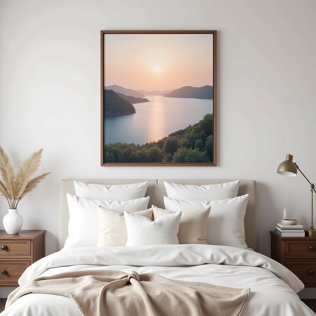 18x24 Wall Art Above a Bed in a Bedroom