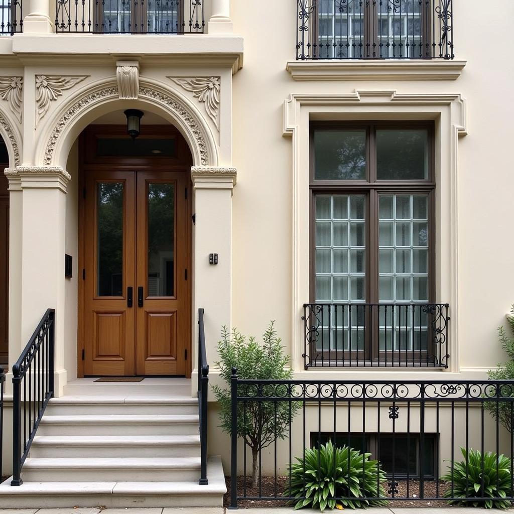 Detailed view of Art Deco architectural elements