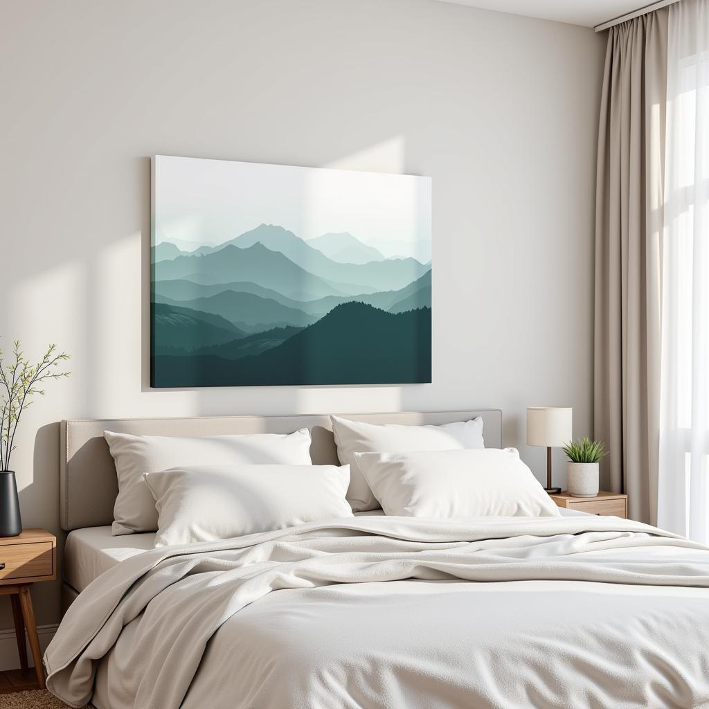 Serene Bedroom with 20x60 Wall Art