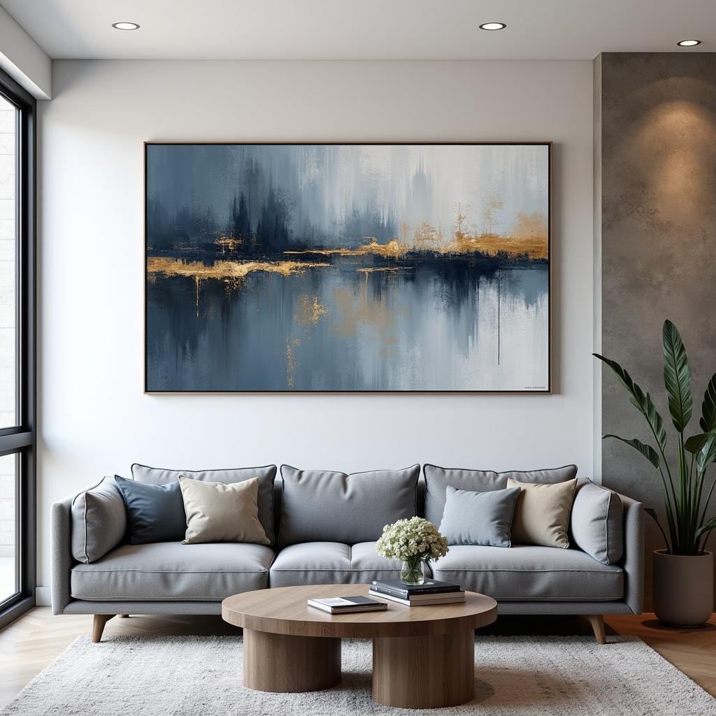 Modern Living Room with 20x60 Wall Art