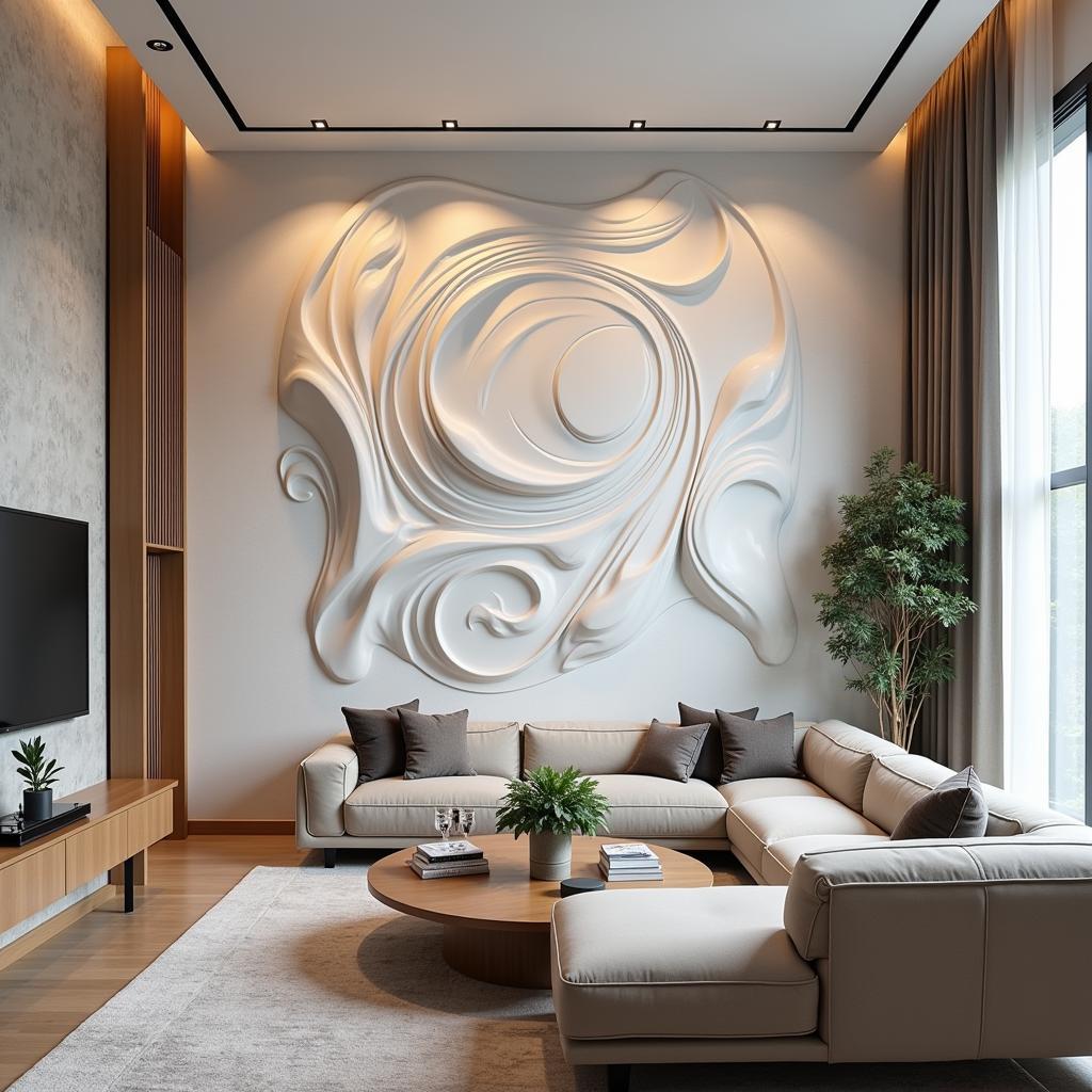 3D Wall Art as a Living Room Accent Wall