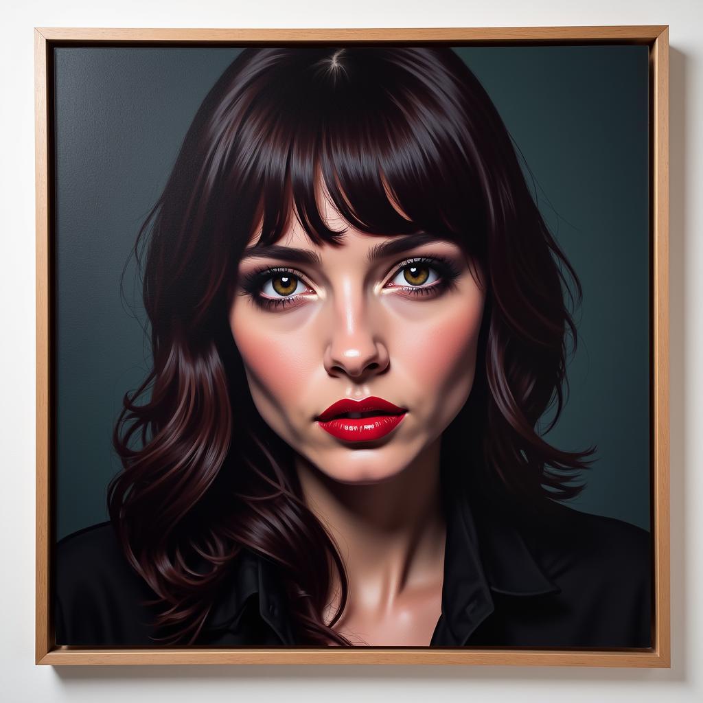 48x48 Framed Female Portrait Digital Artwork