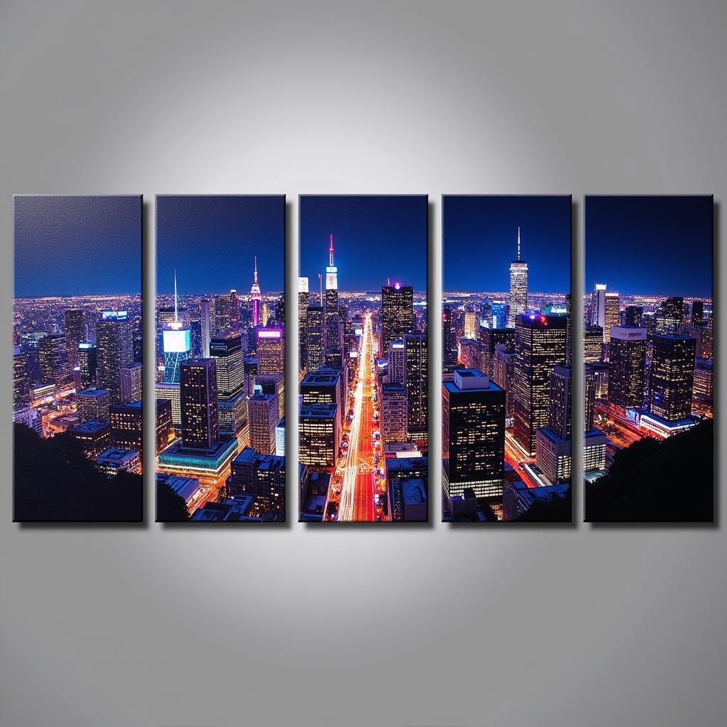 Vibrant Cityscape on a 5-Piece Canvas