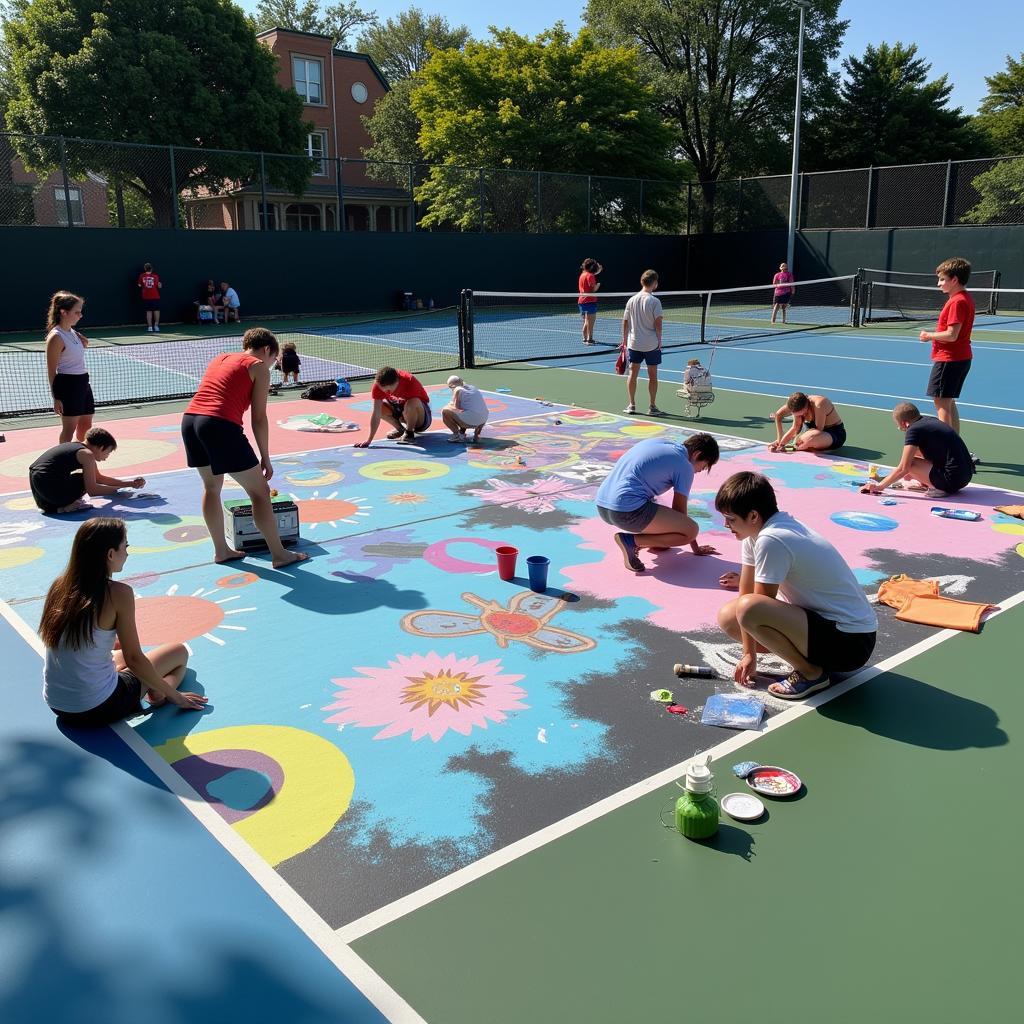 Community Art Project on the Abernathy Arts Center Tennis Courts