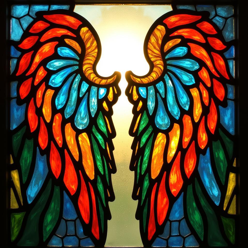 Abstract angel wings with a stained glass effect