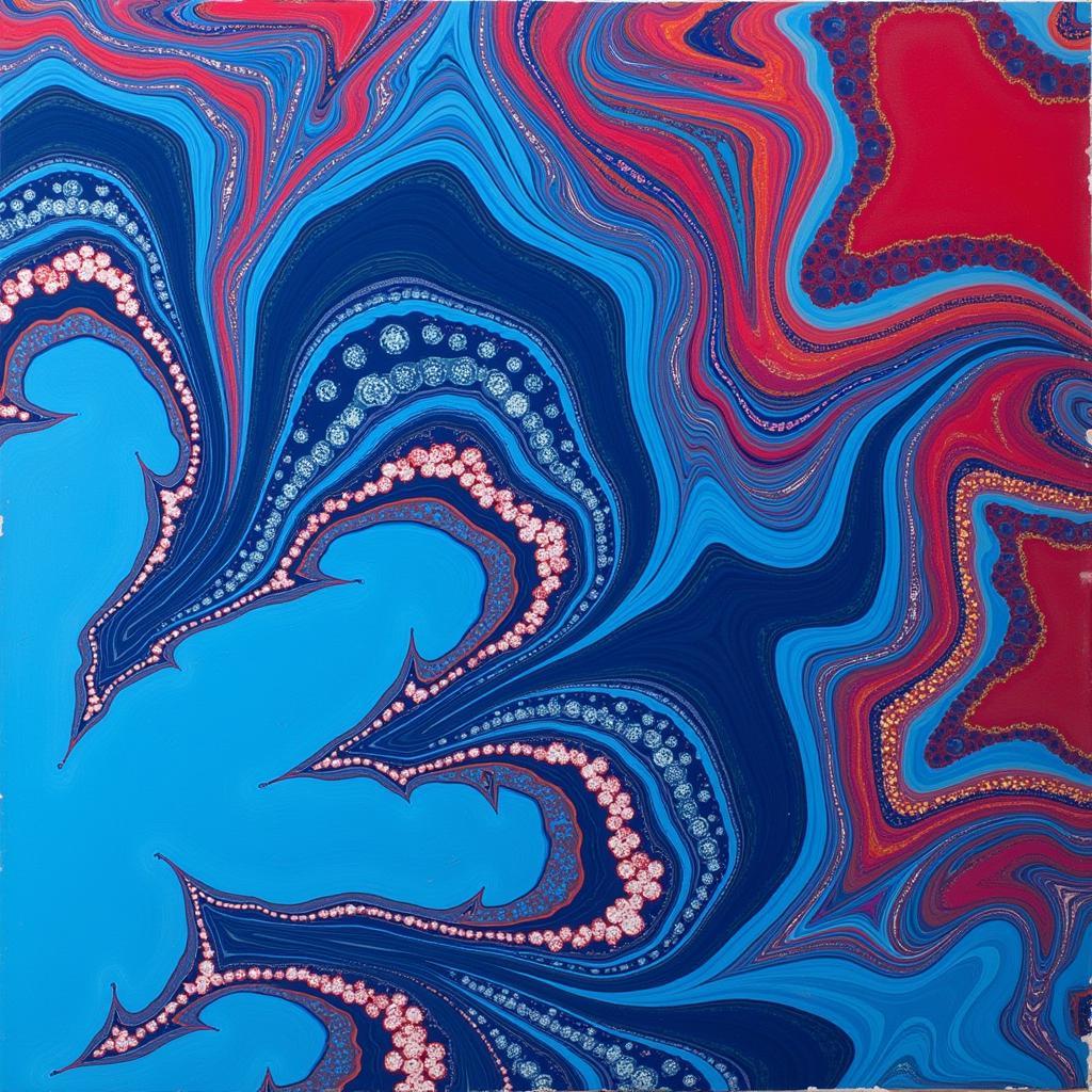 Abstract Art Techniques: Blue and Red Acrylic Pouring