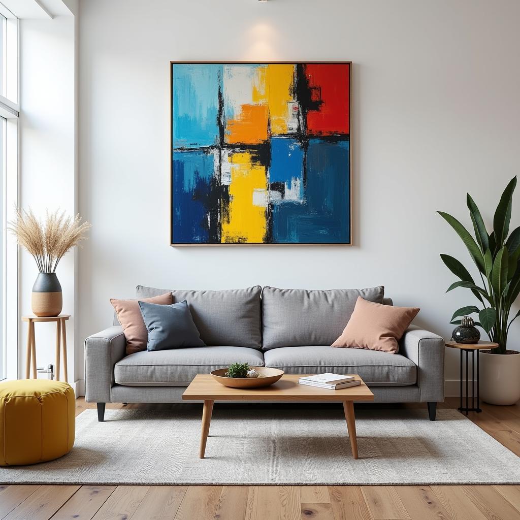 Abstract Colourful Wall Art in a Living Room