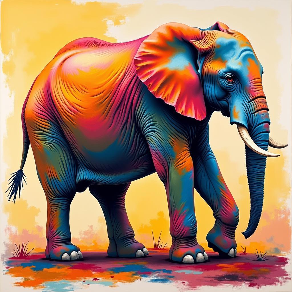 Abstract Elephant Painting with Vibrant Colors