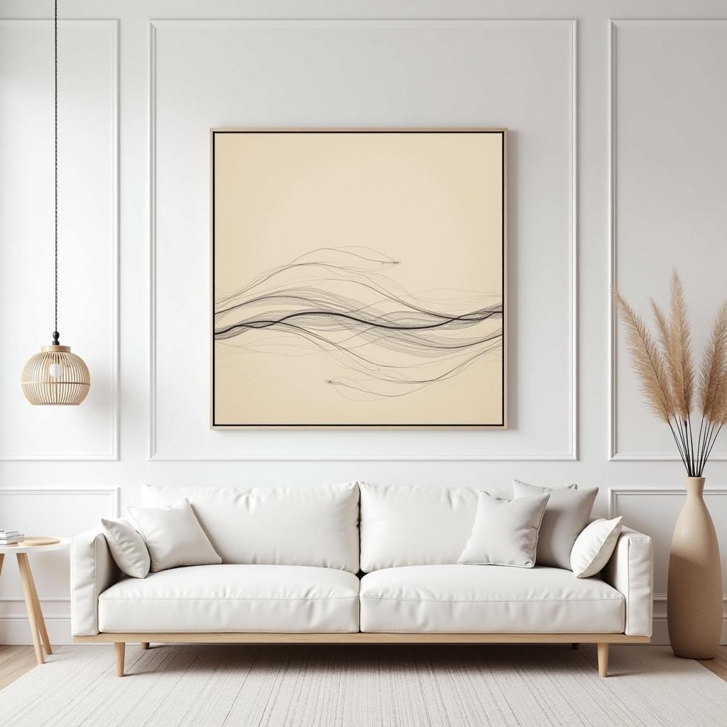 Abstract Lines Wall Art in a Minimalist Living Room