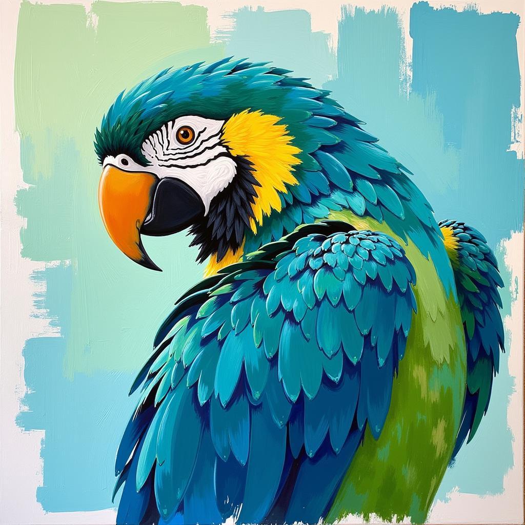 Abstract Macaw Painting Bursting with Vibrant Colors