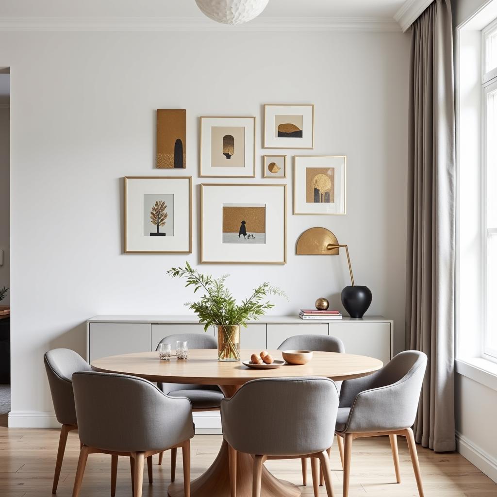 Abstract Metallic Wall Art in a Dining Room