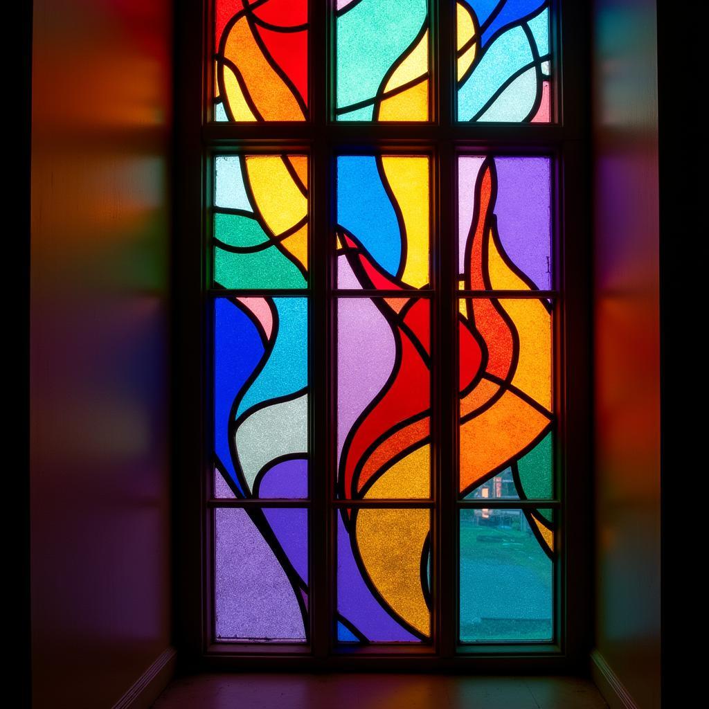 Abstract Stained Glass Window in a Church