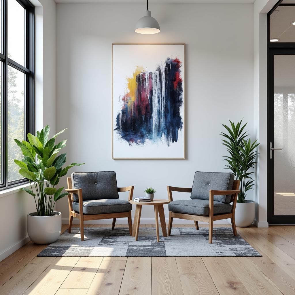 Abstract Waterfall Wall Art in a Modern Office