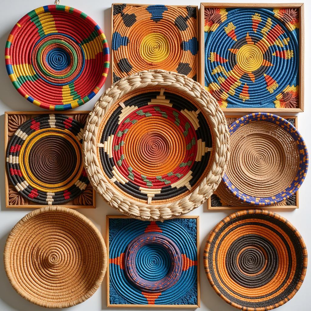 Vibrant patterns and natural fibers in African woven wall art