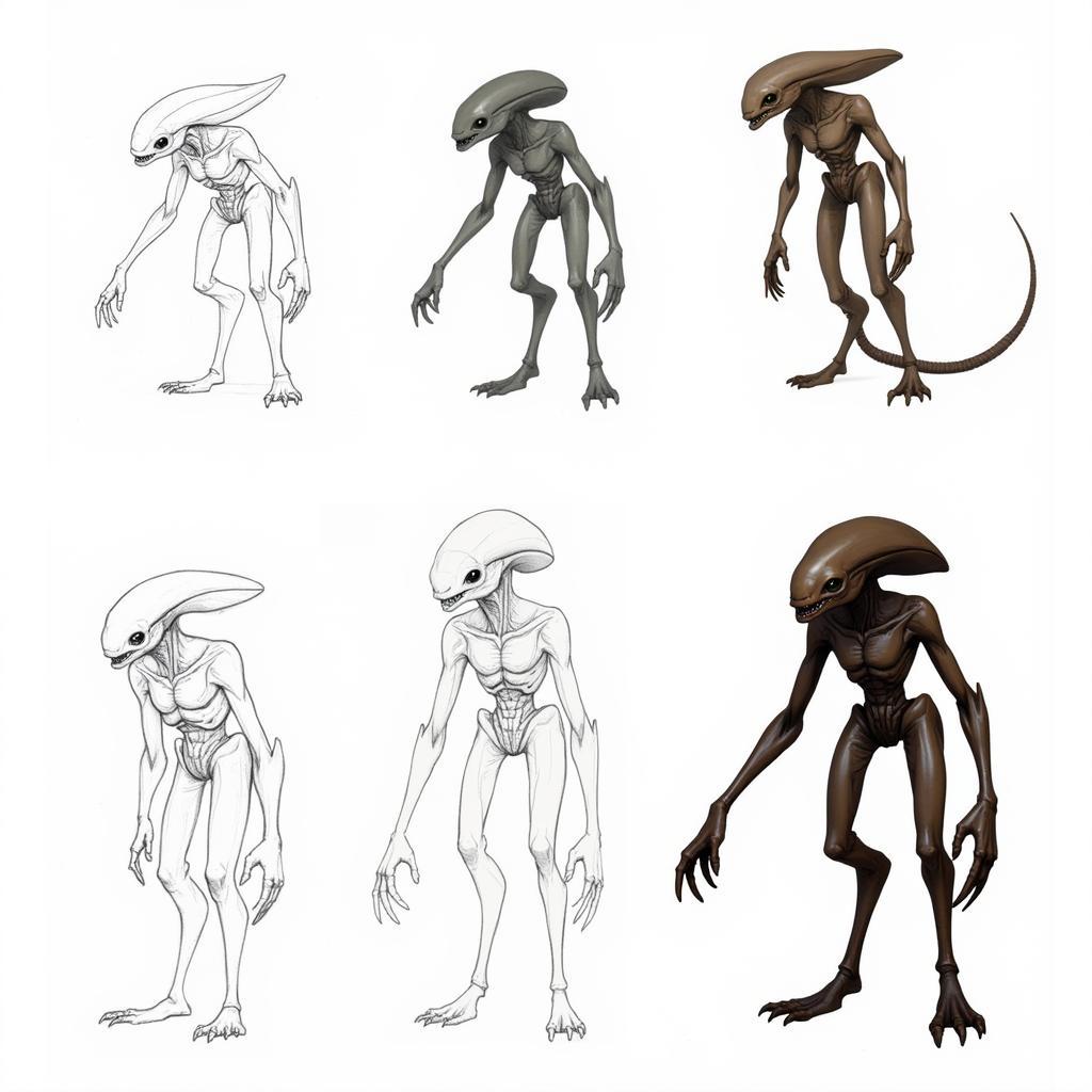 Alien Creature Design Evolution Sketches