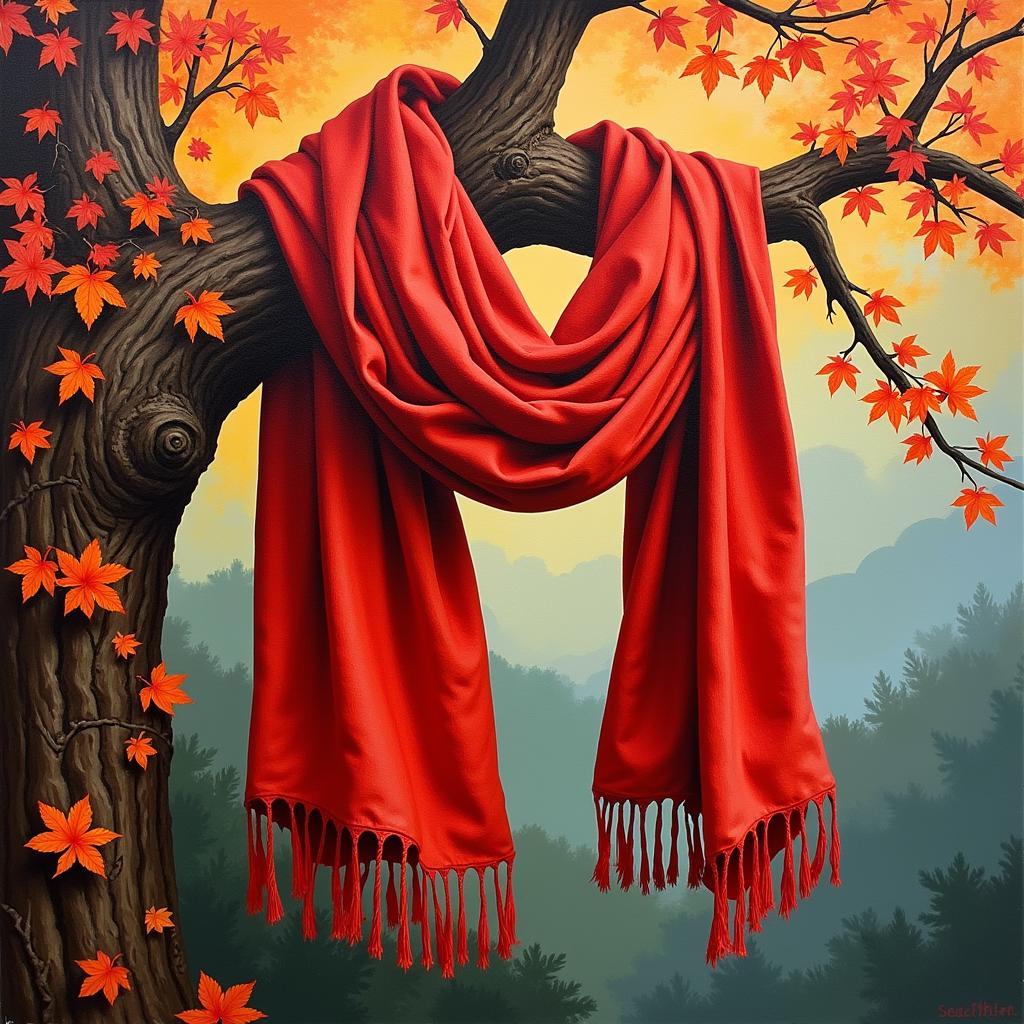 Painting of the iconic red scarf from All Too Well