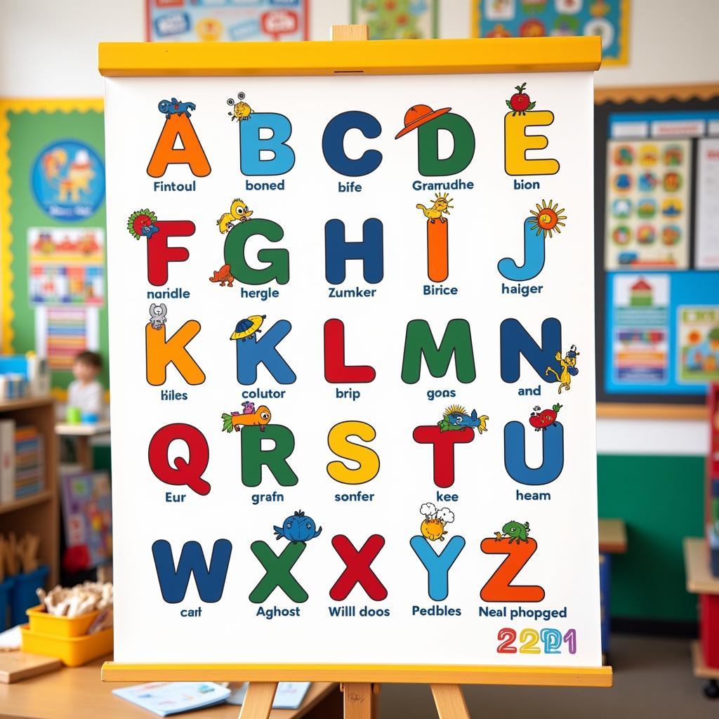 Colorful Alphabet Chart Educational Wall Art for Kids