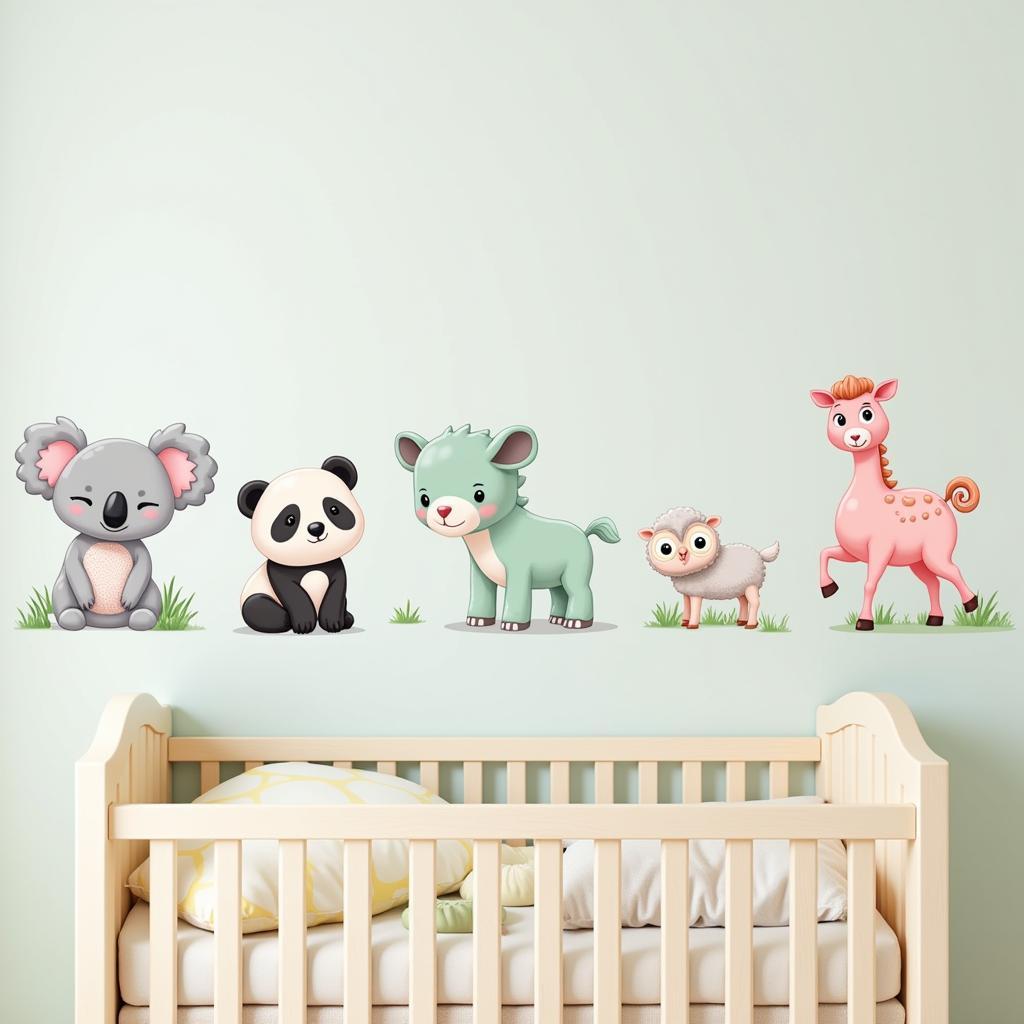 Animal stickers in a nursery