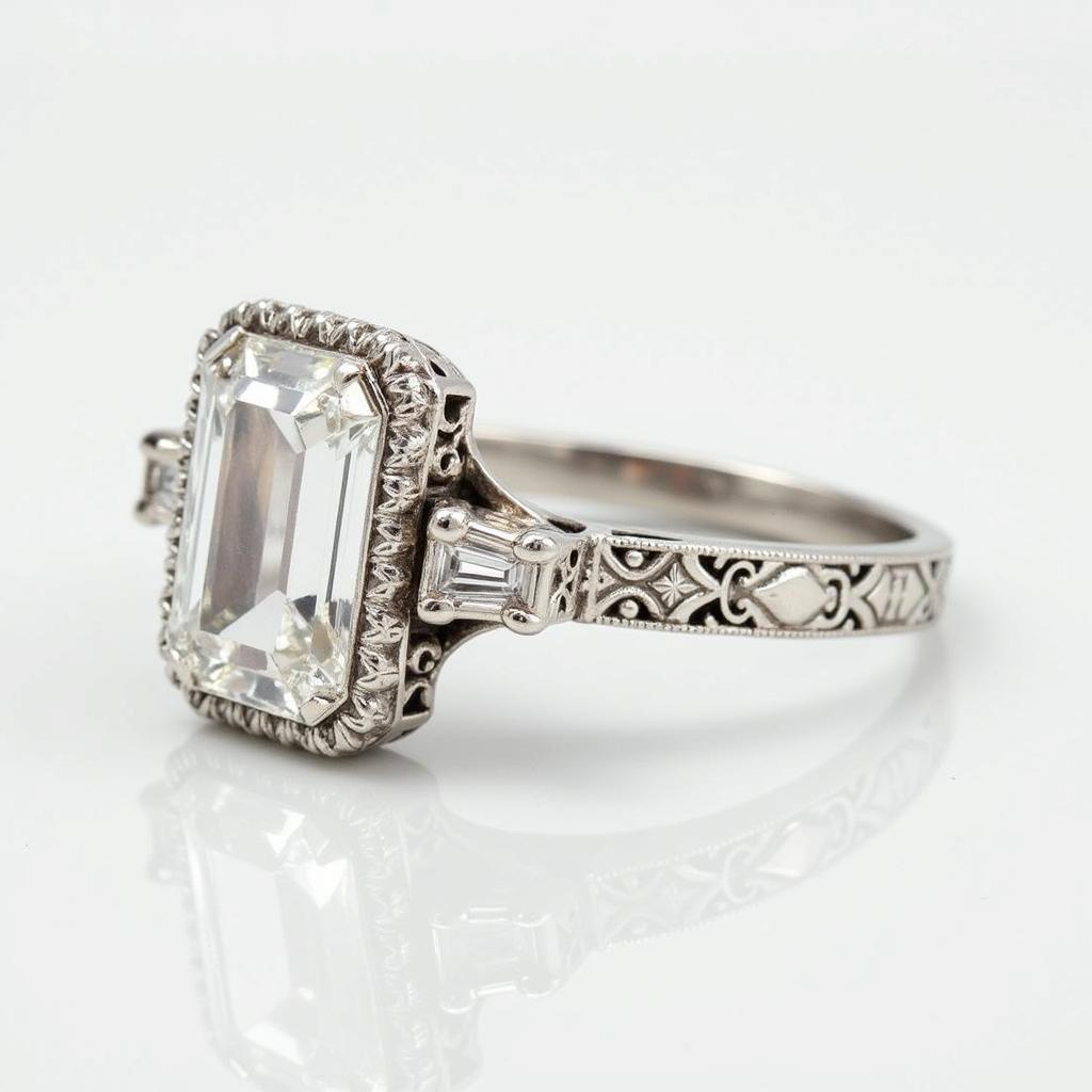 Antique Art Deco Wedding Ring Platinum Diamond