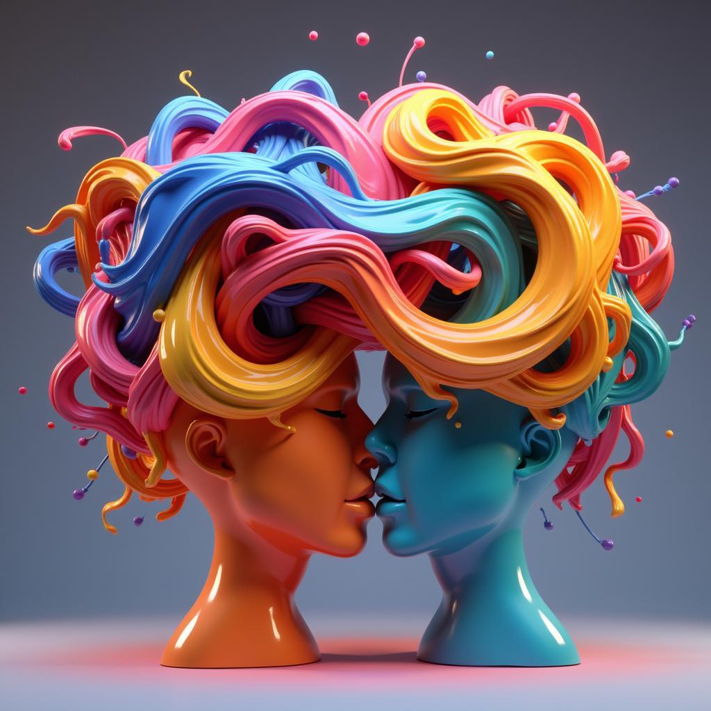 Abstract 3D Art Exploring Human Connection by Antonio Sannino