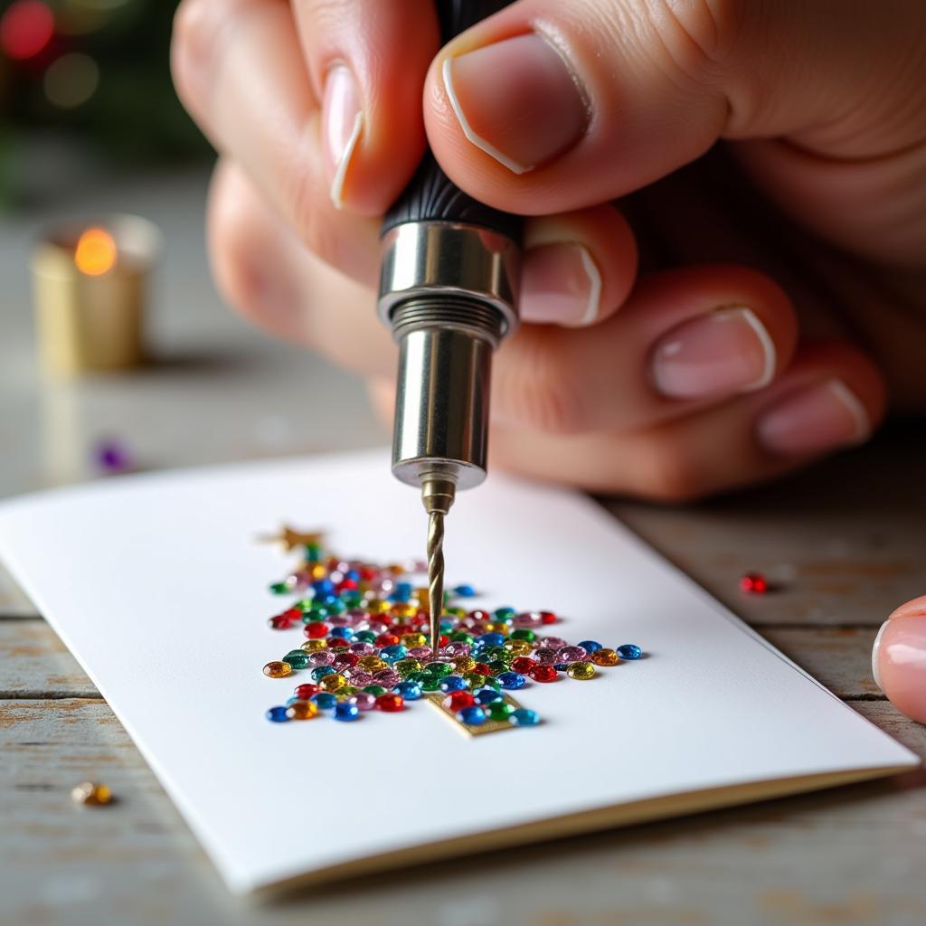 Applying Diamond Drills to Christmas Card