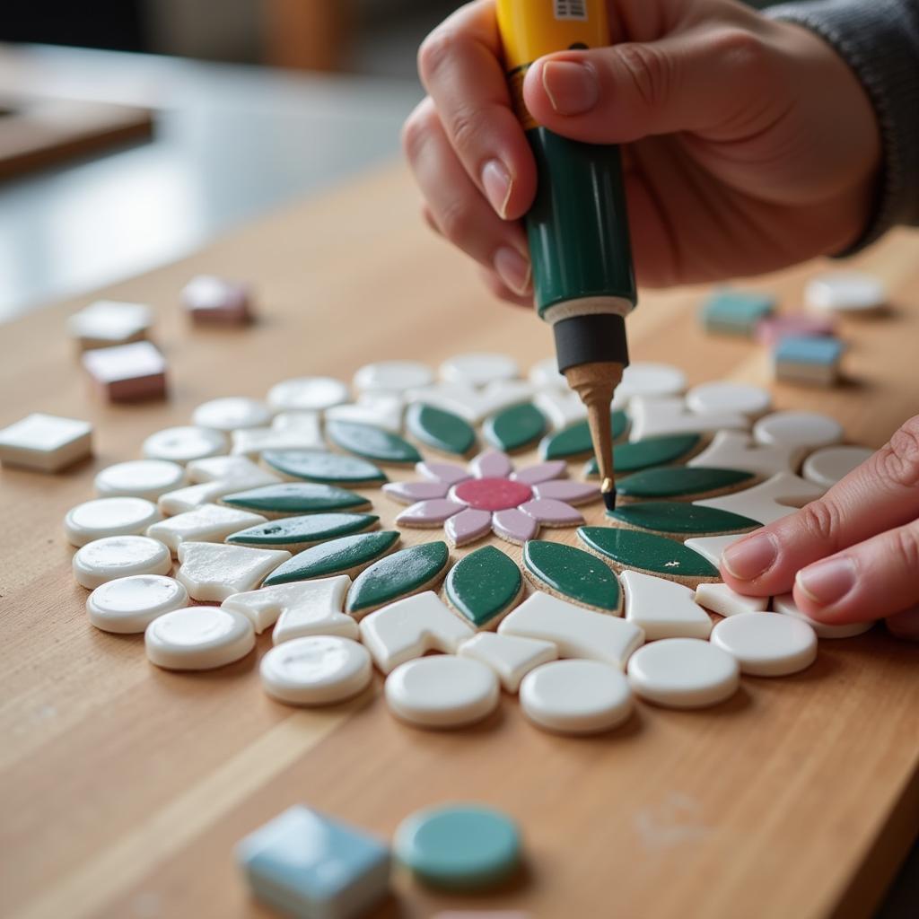 Applying Mosaic Tiles to a Wooden Surface