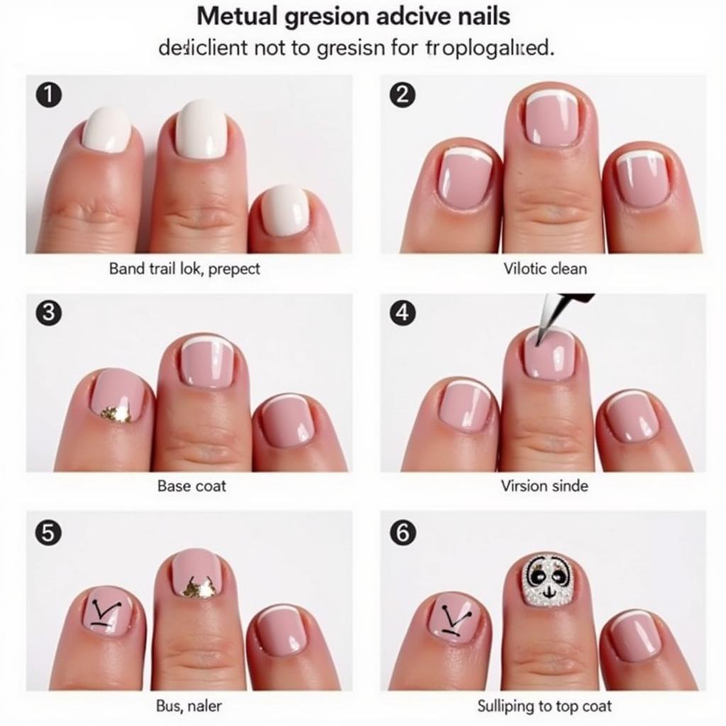 Step-by-step application of set nail art.