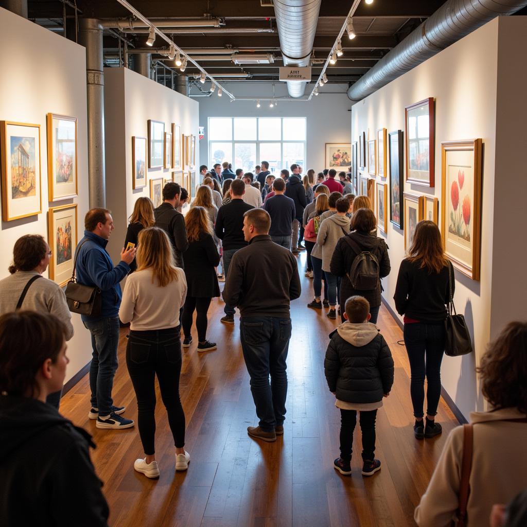 Visitors enjoying Art at the Art and Apples Festival