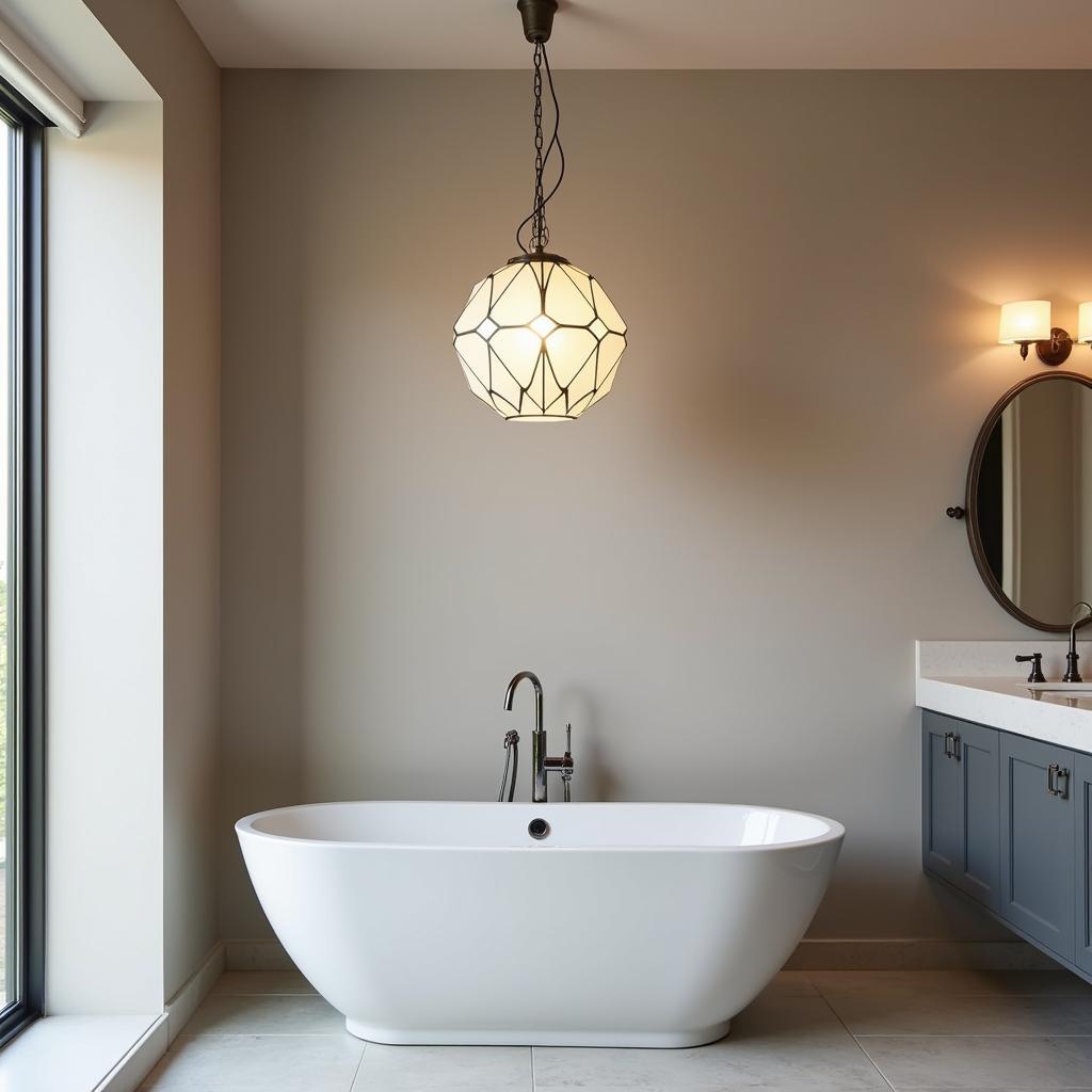 Art Deco Pendant Light Above Bathtub